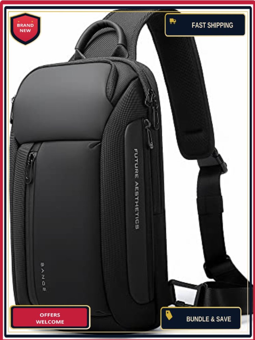 Water Resistant Crossbody Backpack 9.7" Tablet Sling Bag Travel Hiking
